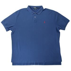 Polo Ralph Lauren Men’s XXL Blue Polo Shirt Red Logo Classic Fit Cotton